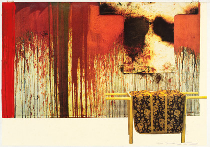 Übermalte Bild - Lithographen, - Hermann Nitsch - 1991