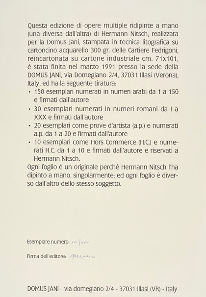 Übermalte Bild - Lithographen, - Hermann Nitsch - 1991