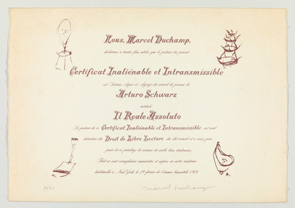 Certificat de Lecture - Marcel Duchamp - 1964