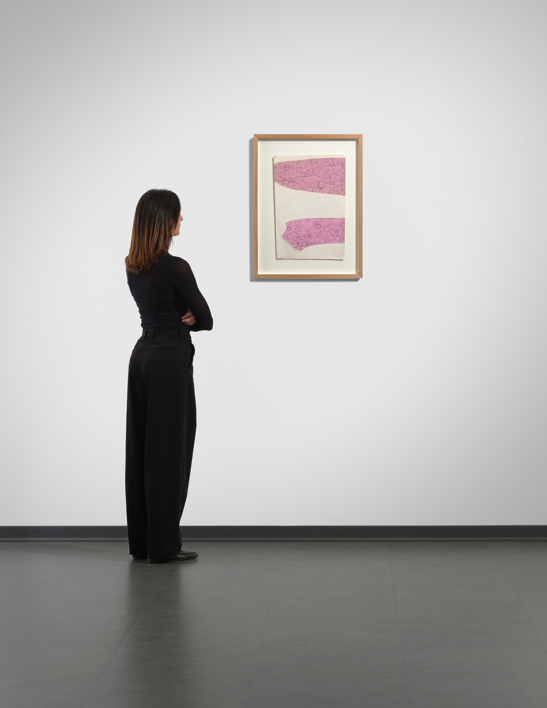 Disegno a china su rosa - Carla Accardi - 1962