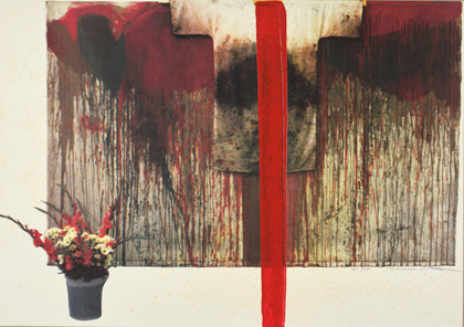 Übermalte Bild - Lithographen, - Hermann Nitsch - 1991
