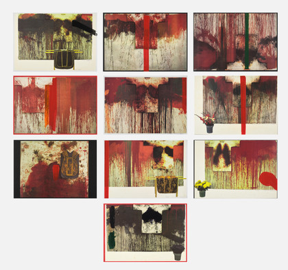 Übermalte Bild - Lithographen, - Hermann Nitsch - 1991