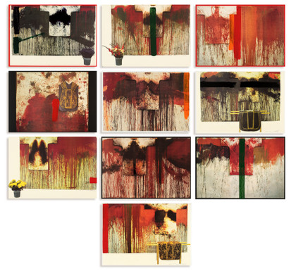 Übermalte Bild - Lithographen, - Hermann Nitsch - 1991