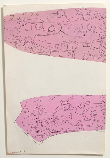 Disegno a china su rosa - Carla Accardi - 1962