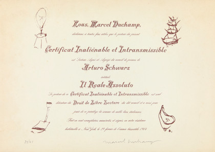 Certificat de Lecture - Marcel Duchamp - 1964