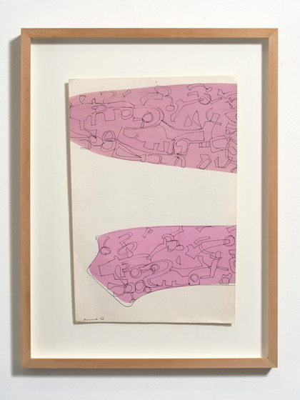 Disegno a china su rosa - Carla Accardi - 1962