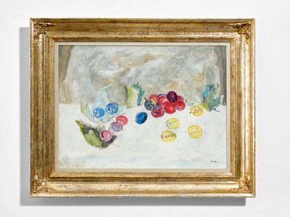 Foglie e frutta sul tavolo - Angelo Del Bon - 1948