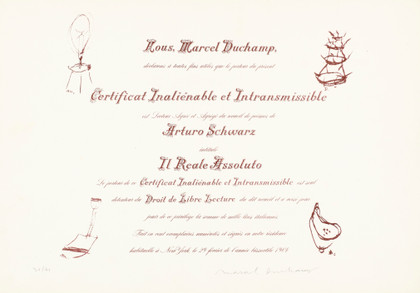 Certificat de Lecture - Marcel Duchamp - 1964