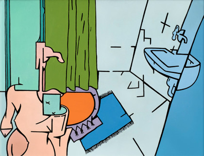 Interno con lavabo - Valerio Adami - 1996