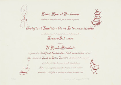 Certificat de Lecture - Marcel Duchamp - 1964