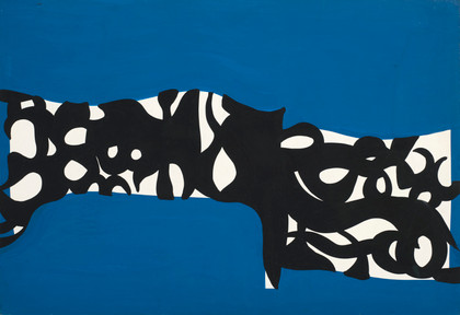 Bianconero su turchese - Carla Accardi - 1960